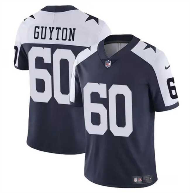 Men & Women & Youth Dallas Cowboys #60 Tyler Guyton Navy White 2024 Draft Vapor Untouchable Thanksgiving Limited Stitched Jersey